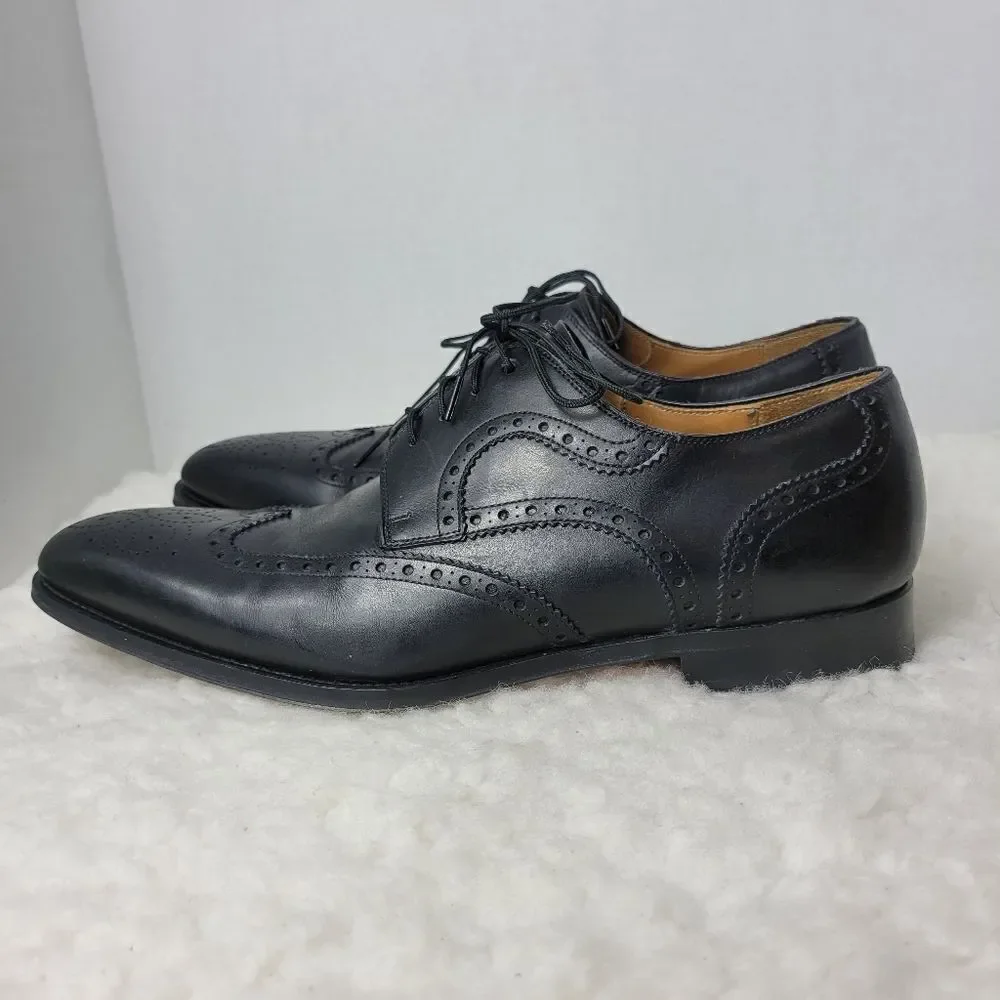 Magnanni Mens Shoes  Size 8.5  Brogue Wingtip Black Leather Derby Oxford 13974